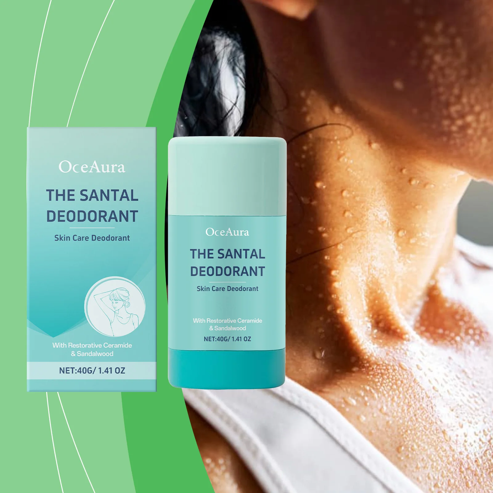 

Oceaura 40g Body Deodorant Balm Stick Gentle Moisturize Body Lasting Fresh Charming Sandalwood Fragrance Armpit Anti Sweat Stick