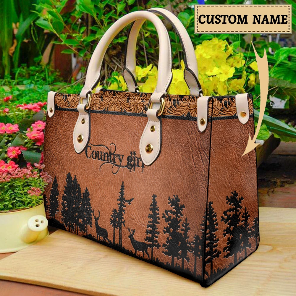 Country Girls Fun Elk Savage Retro Design Top-Handle Shoulder Bags PU Leather Casual Saddle Bag Fashion Ladies Portable Handbags