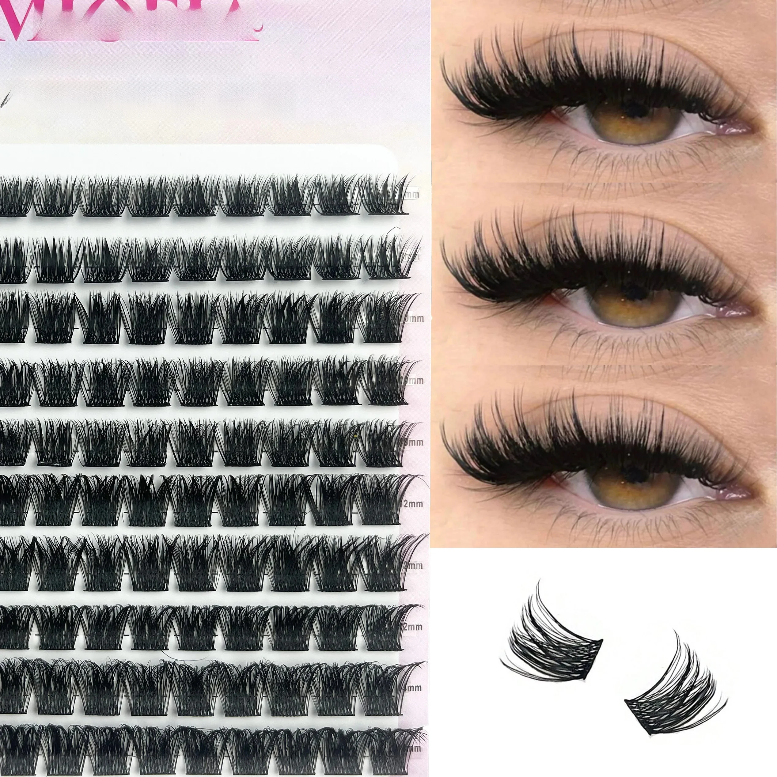 120 Cluster Einzelwimpern D-Curl 8-14mm Gemischtes Tray Natürliche Wimpernverlängerung 3D Faux Mink Wimpernbündel Make-up-Tools