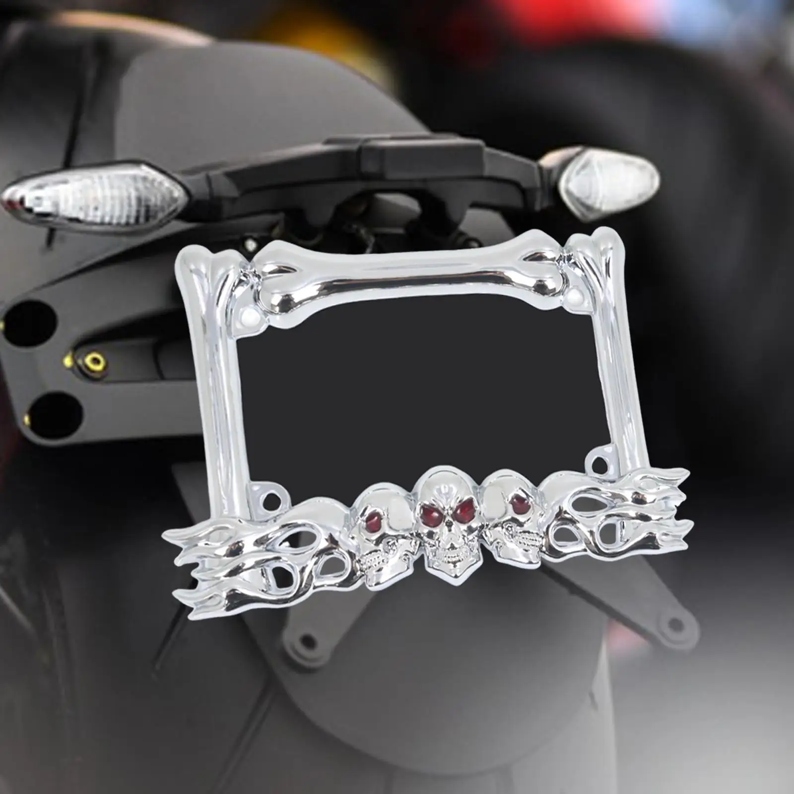 Skull Decor Motorcycle License Plate Frame Simple Assembly universal Motorbike License Plate Frame Cruiser Accessories 23x14cm