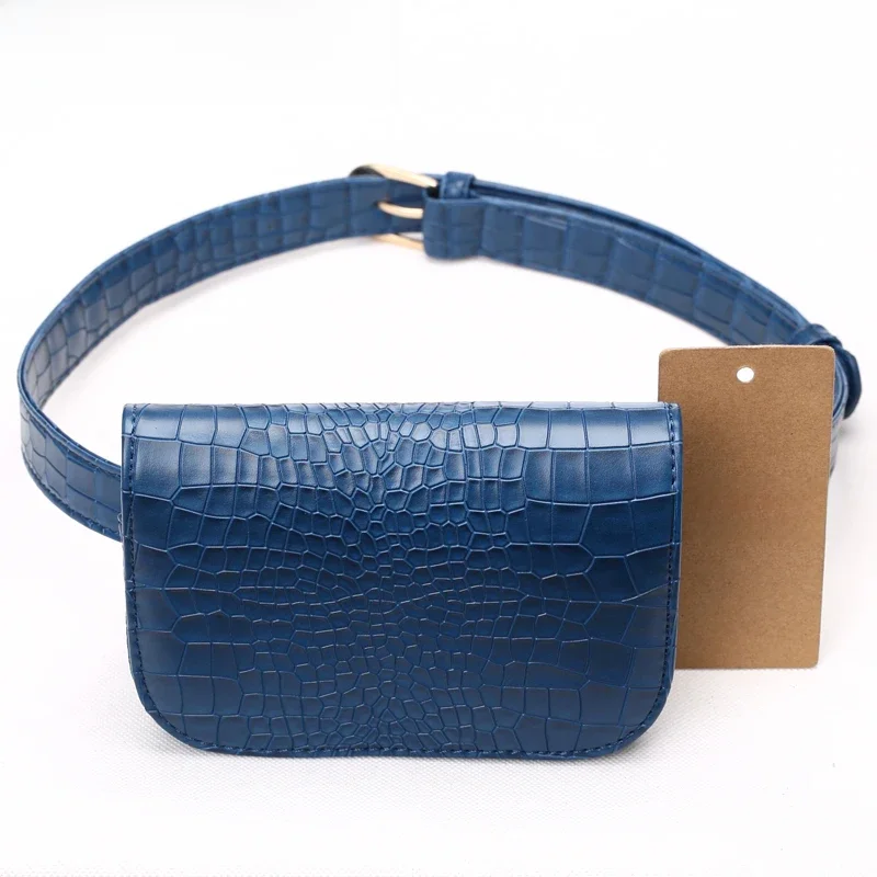 Annmouler Fashion cukierki kolor talii torba wzorek z aligatorem kobiety saszetka biodrowa czarny regulowany pas biodrowy Pu śmieszne torby — zdjęcie 2