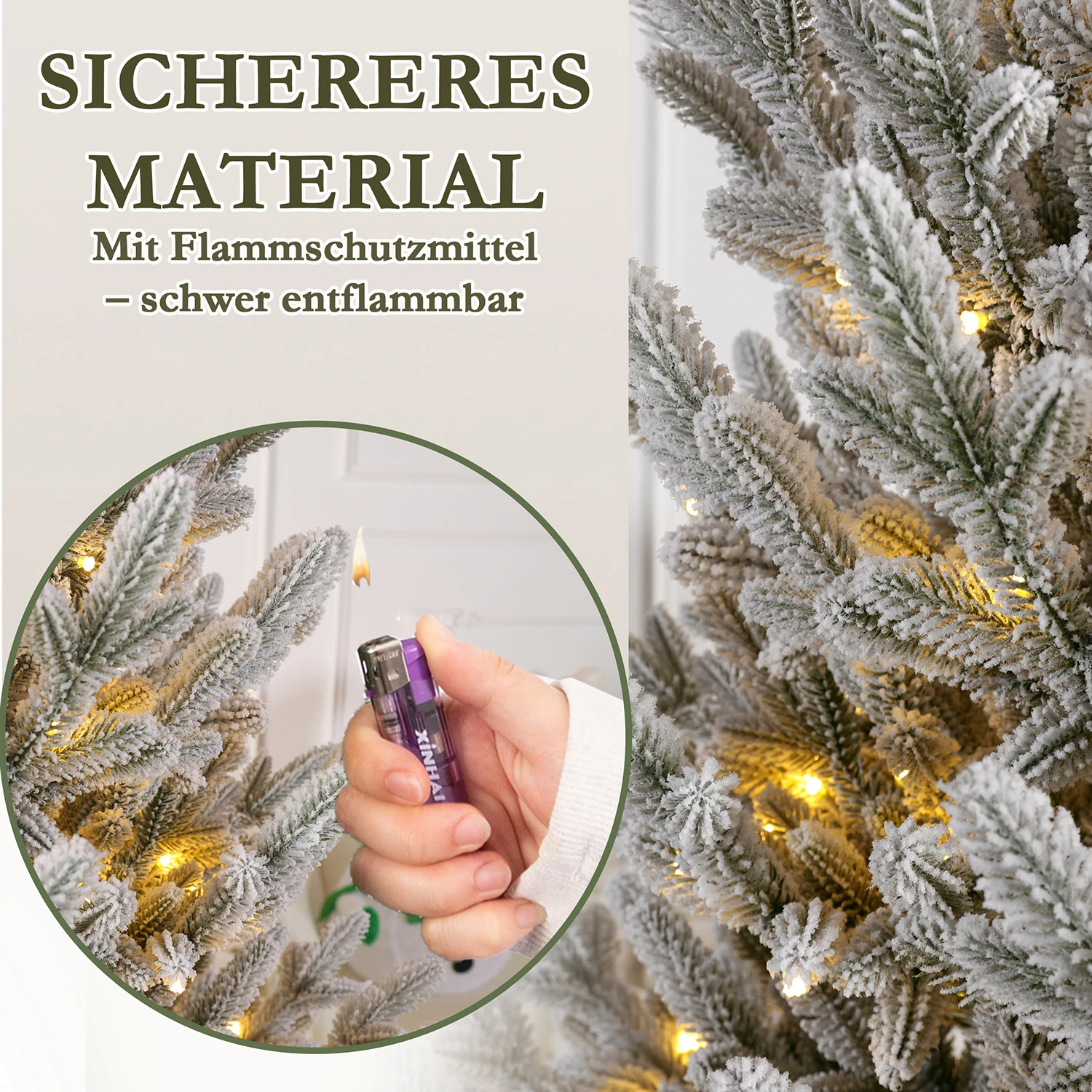 180 cm PE Mini weiße Schnee künstliche Weihnachtsbäume mit drehbarer Basis, 5992 Spitzen, 220 LED-Leuchten, Weihnachtsbaum-Party-Dekoration – Detail 5