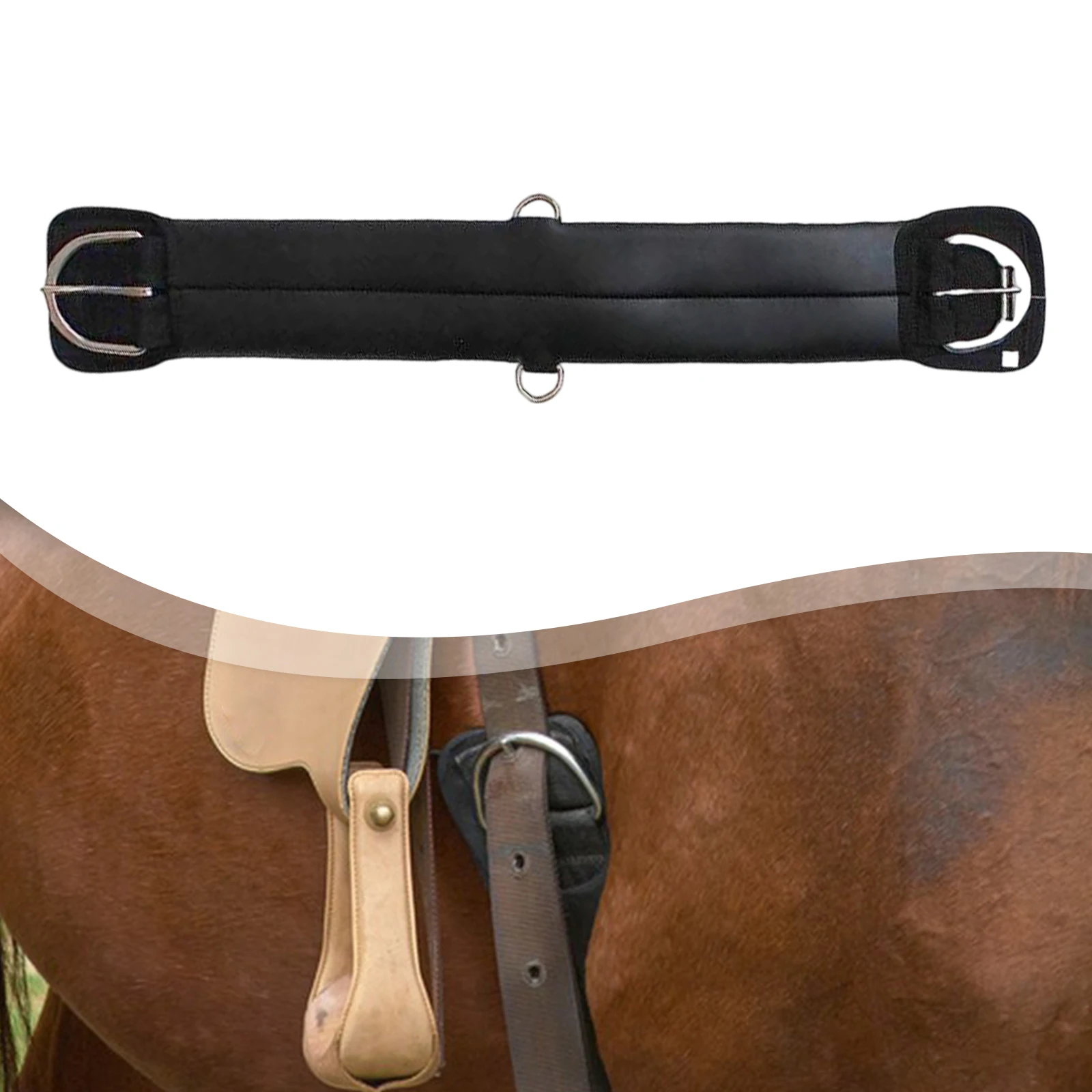 Elastic Dressage Horse Girth Saddle Strap Straight Cinch for Training Daily Groom Equestrian Supplies Stainless Steel Buckle