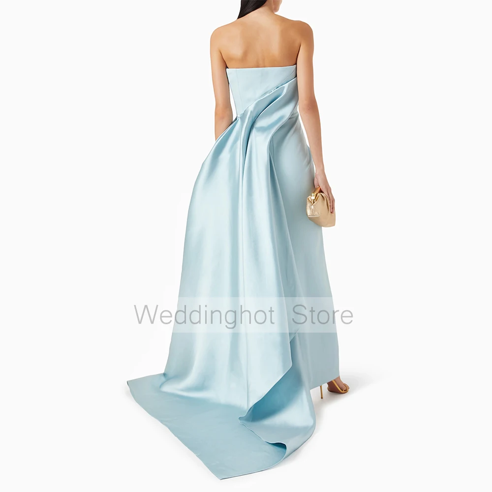 Simples vestido de noite longo sem alças sem mangas plissado drapeado coluna vestidos de baile para as mulheres 2025 voltar dividir elegante vestidos formais