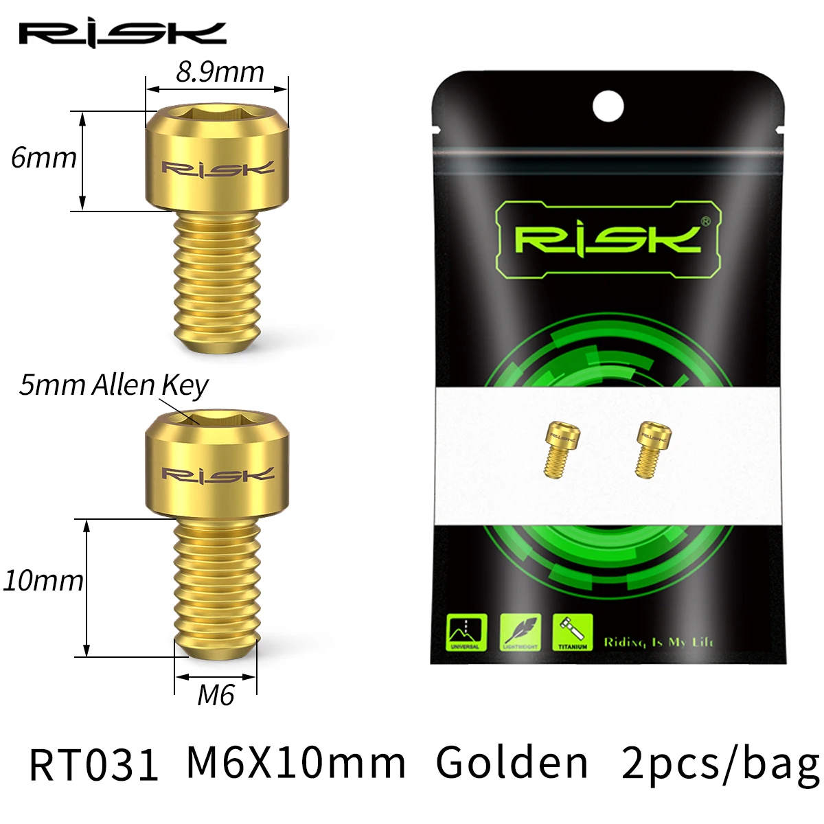 RISK MTB Fahrrad V-Bremsen-Kabelbefestigungsschraube Rennrad C-Bremsen-Innenkabel-Fixierschraube TC4 Titan M6*10mm Kabeldruckbolzen – Detail 8