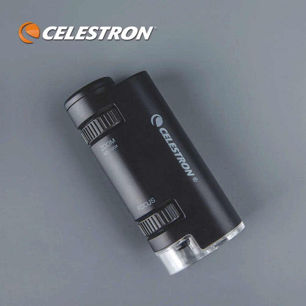 

Celestron 60X-120X портативный ручной монокулярный микроскоп с бесступенчатым зумом, источник света, фокус, легкий для начинающих/детей