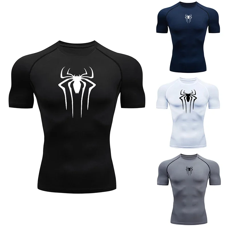2024 Compression T Shirt Men Short Sleeve Sport Tees Fitness Running Sportsear Men Gym Elastic Quick Dry Jogging T-shirt Tops — zdjęcie 2
