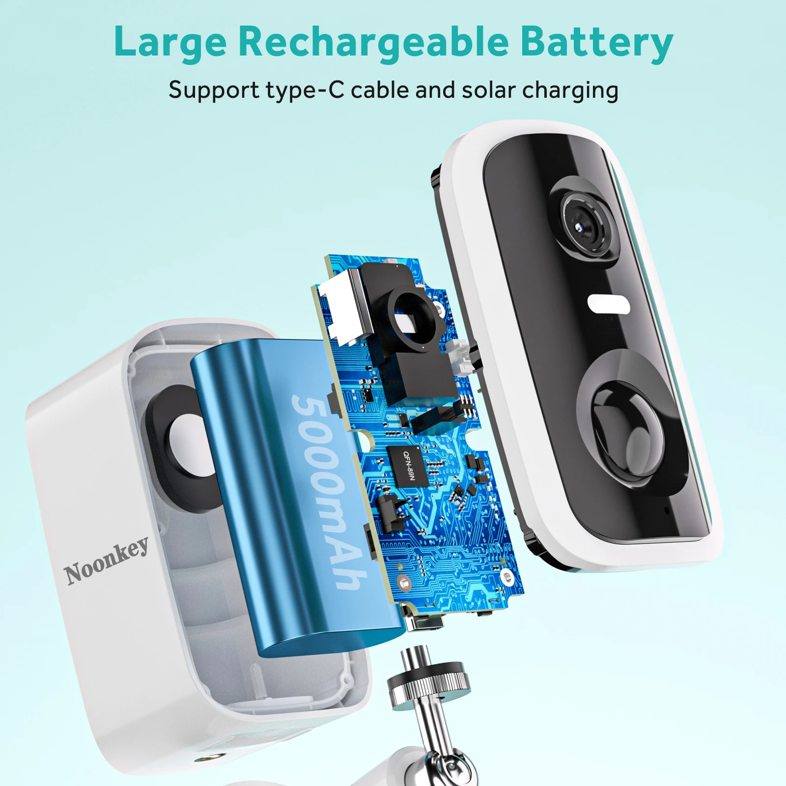 【8 pezzi】 Telecamera di sicurezza solare da 4 MP: visione notturna a colori, rilevamento Pir, conversazione bidirezionale, faretto, Wifi, Ip66, batteria + energia solare