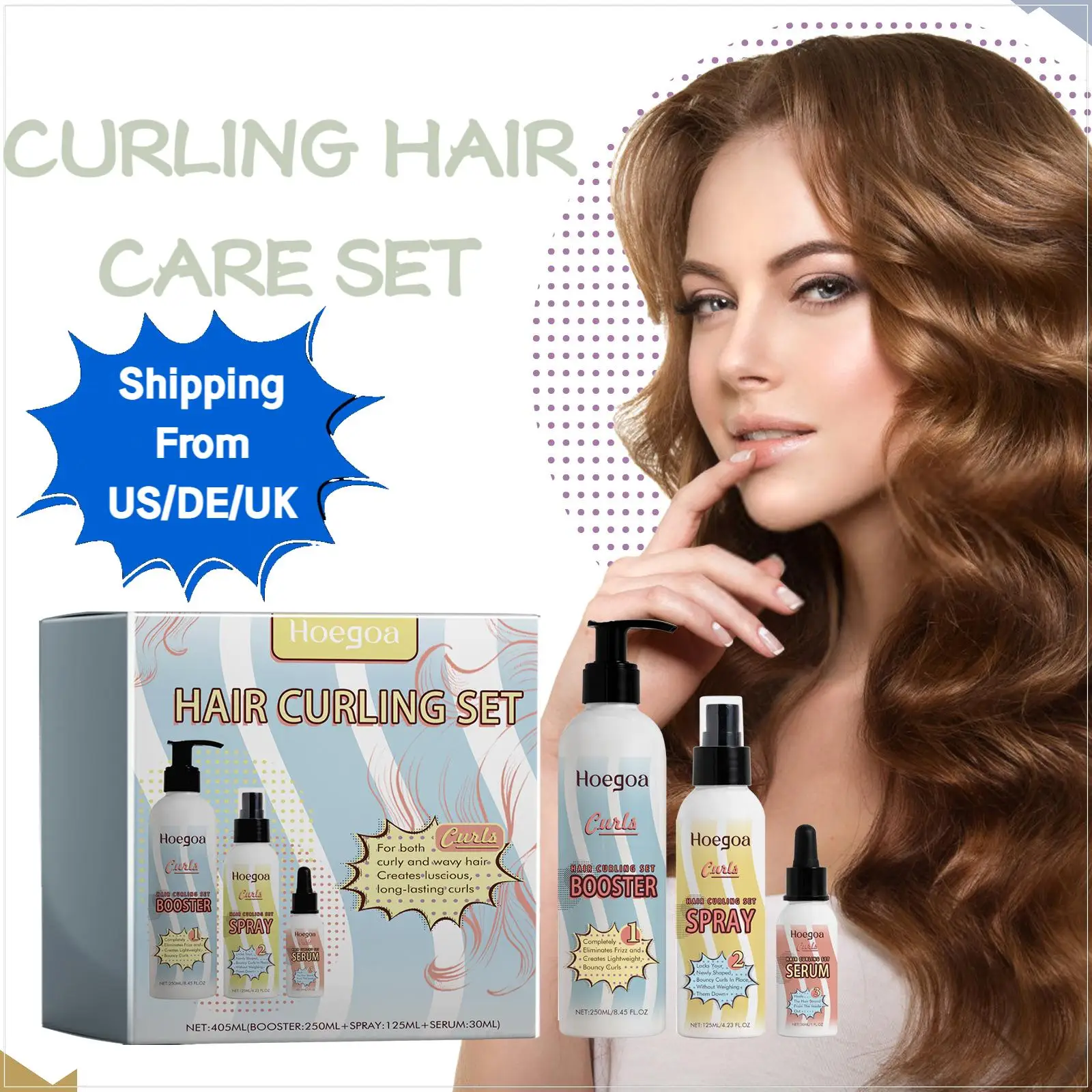 

Hoegoa 1set Hair Curling Care Set Fluffy Enhance Elasticity Lasting Styling Anti Frizz Improve Dryness Repair Split End Hair Kit