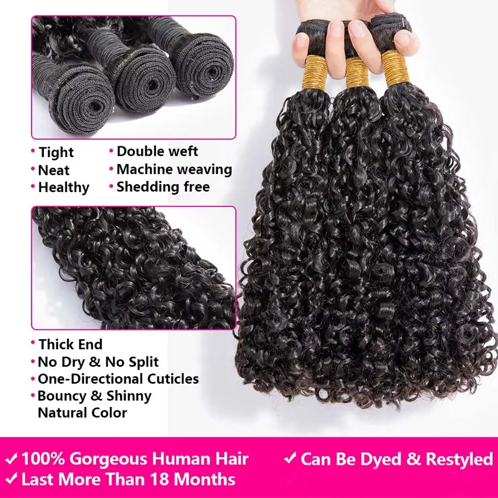 딥 웨이브 인모 1 3 묶음 인모 100% 미가공 브라질산 버진 헤어 딥 웨이브 묶음 이중 웨프트 내추럴 컬러