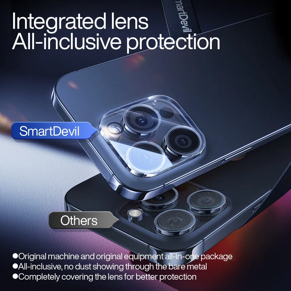 SmartDevil One-piece Full-screen Corning Glass Lens Film for iPhone 15 Pro Max 15 Plus HD Lens Tempered Glass for iPhone 15 Pro