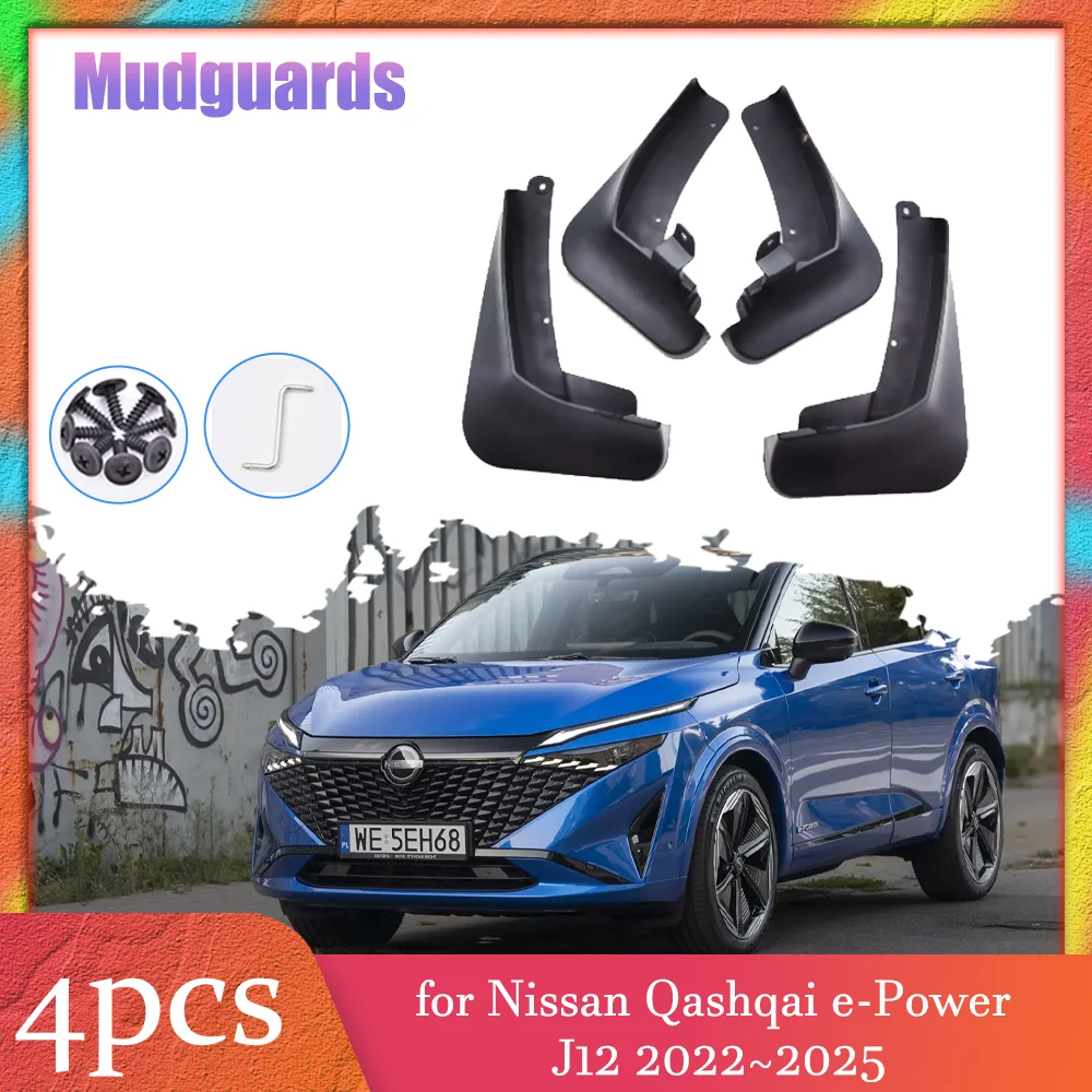 

4 шт. брызговики для Nissan Qashqai e-Power J12 2022~2025 автомобильные брызговики брызговики крышки брызговики передние задние крылья аксессуары