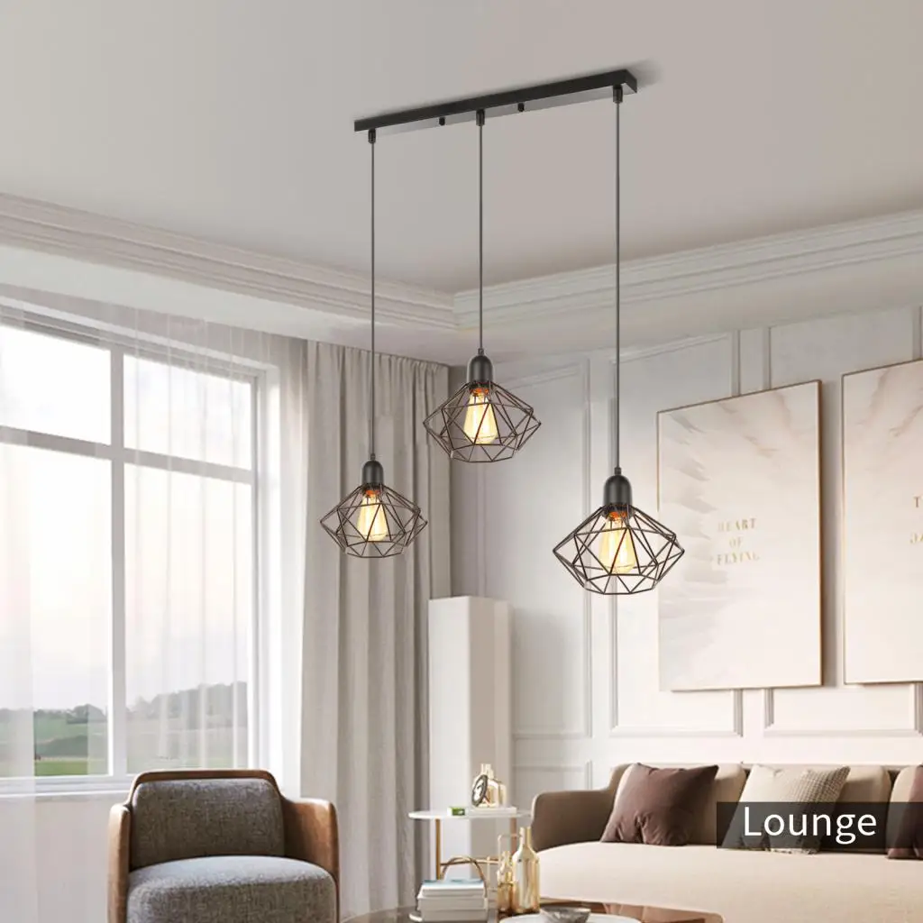 

Industrial Pendant Light Led Adjustable Hanging Lamp Shade for Home Kitchen Metal Cage Pendant Lighting for Island Dining Room