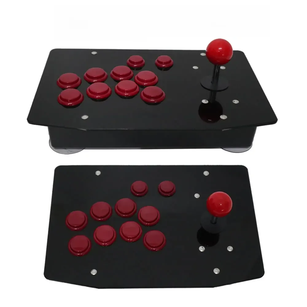 Joystick d'arcade pour droitier, 10 boutons, panneau acrylique noir filaire USB pour PC, RAC-J500S