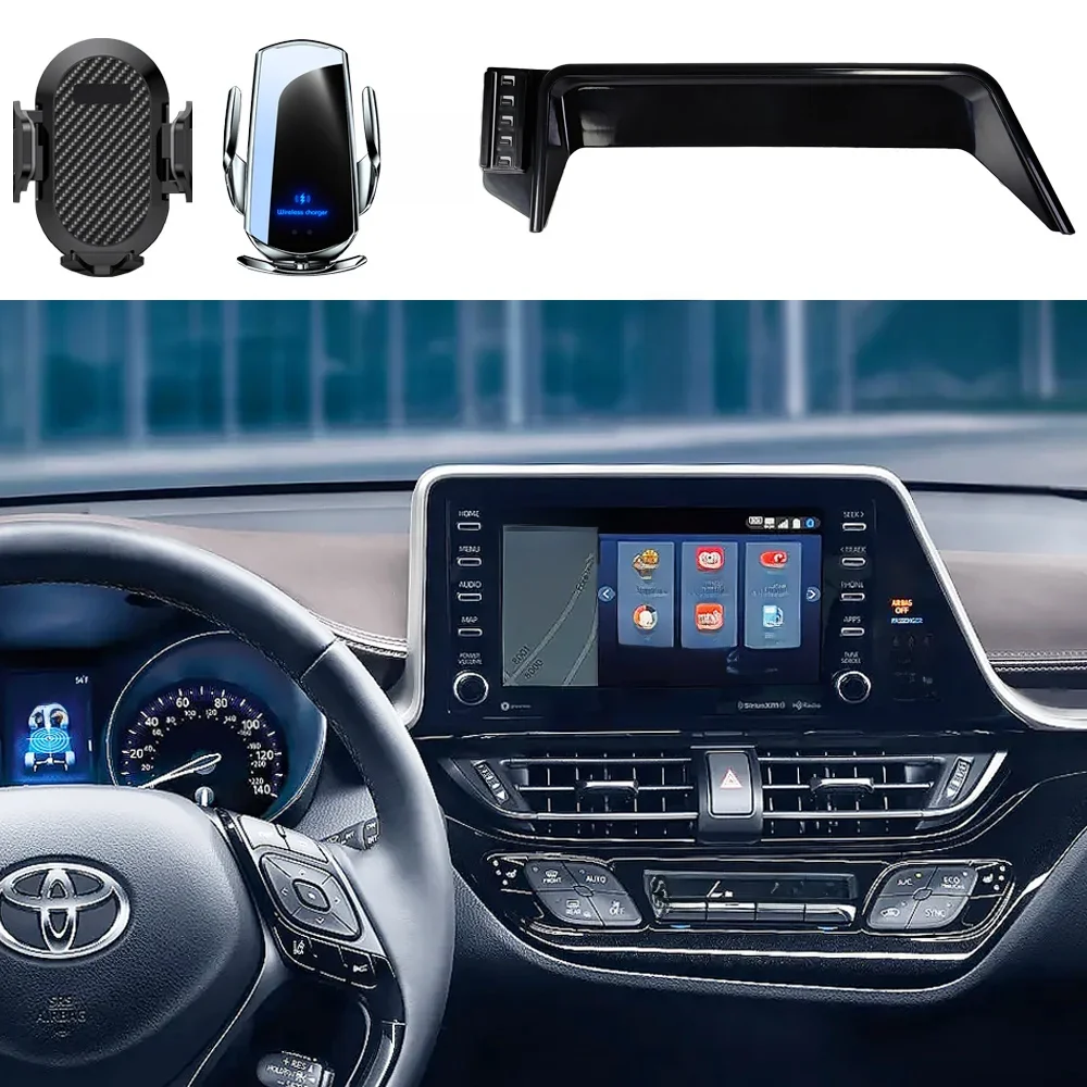 Samochodowy uchwyt na telefon do Toyoty CHR 2018 2019 2020 2021 2022 C-HR Stały uchwyt nawigacyjny Podstawa Bezprzewodowe ładowanie Akcesoria — zdjęcie 2