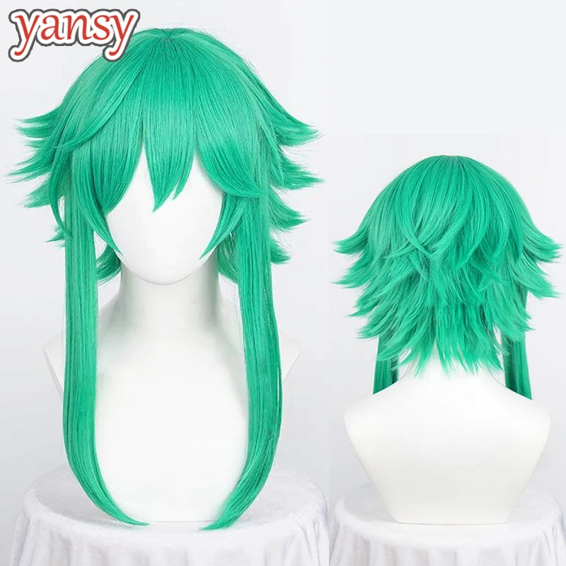 Yansywig Peluca de Cabello Sintético Verde Menta para Cosplay, Peluca Vocaloid de Caperucita Roja, Peluca Larga Verde Menta Gumi Megpoid Resistente al Calor