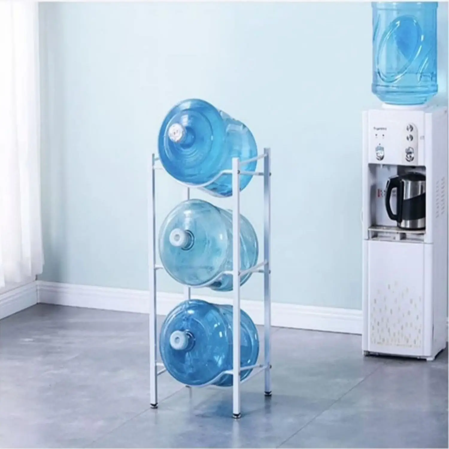 3 Tier Water Jug Rack 5 Gallon Water Bottle Holder Heavy Duty Water Bottle Stand Storage  Easy To Assemble White