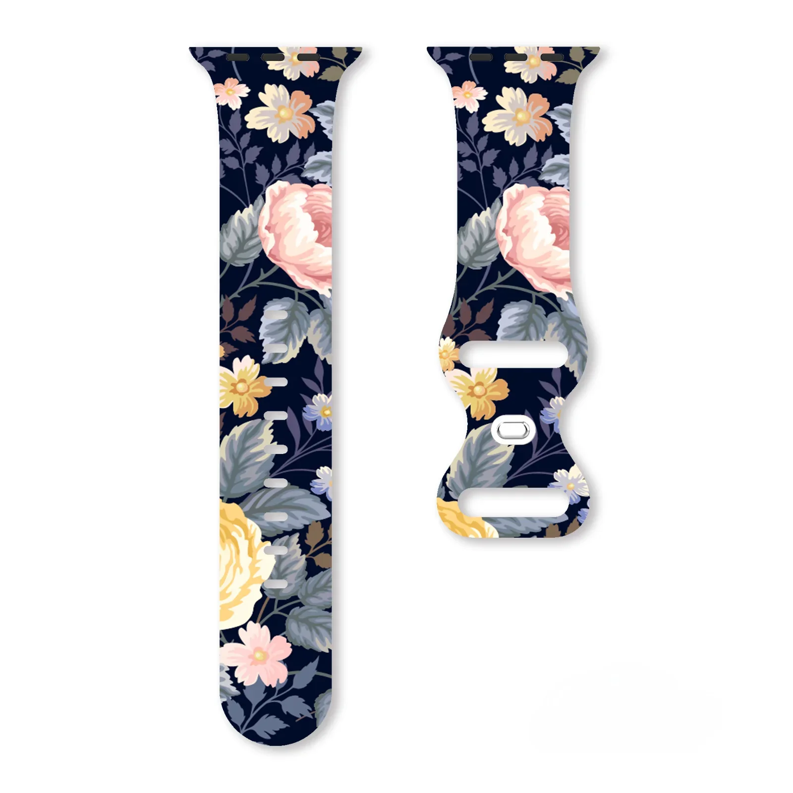 Armband für Apfel uhr 9 8 7 se 6 Silikon blumen bedrucktes Band für iwatch 45mm 44mm 42mm 41mm