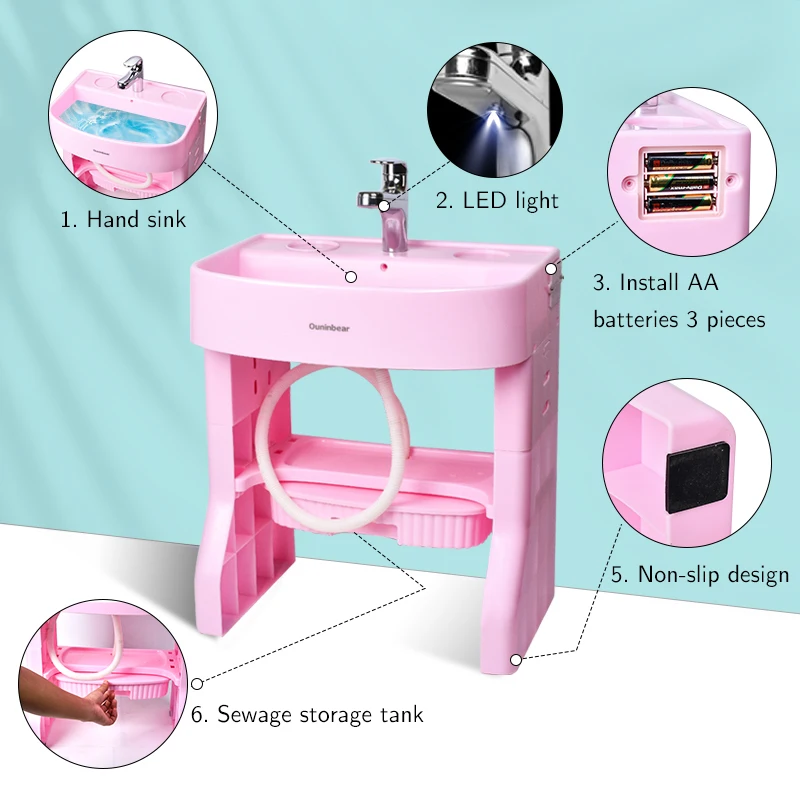 Plastic Hand Washbasin Stand Simulated Baby Bathroom Washing Hand Basic Child Size Sink Children's Washstand