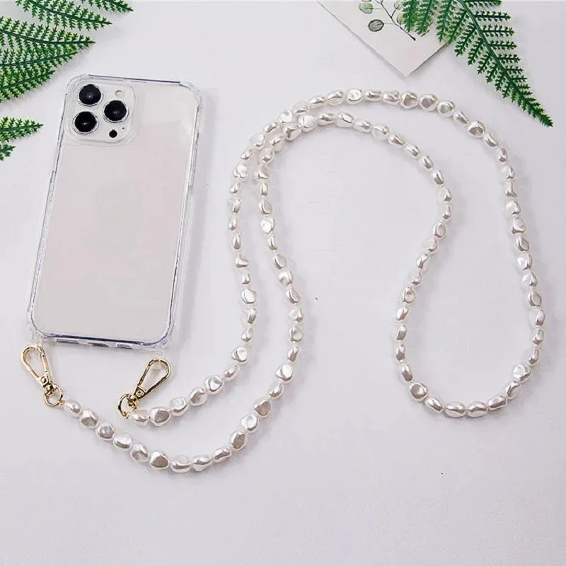Luksusowe etui z perełkowym łańcuszkiem i paskiem na ramię, odporne na wstrząsy, akrylowe, do iPhone 17 18 16 14 13 12 Mini 11 15 Pro Max Plus, z paskiem na szyję. — zdjęcie produktu 7