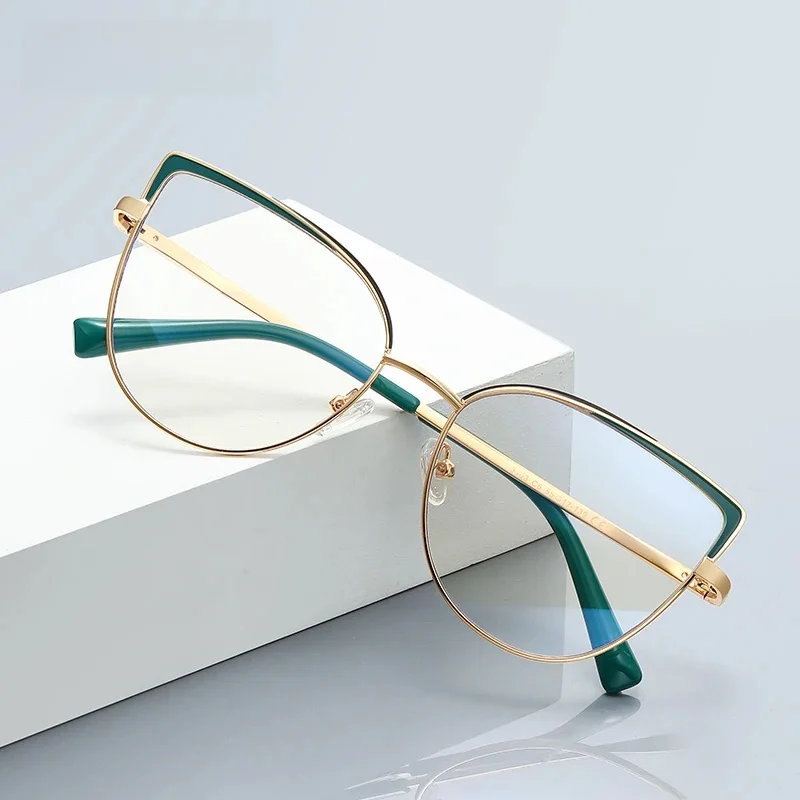 VICKY Vintage Metal duża ramka klasyczny Design okulary damskie blokujące niebieskie światło okulary do czytania konfigurowalny na receptę 3103 — zdjęcie 2