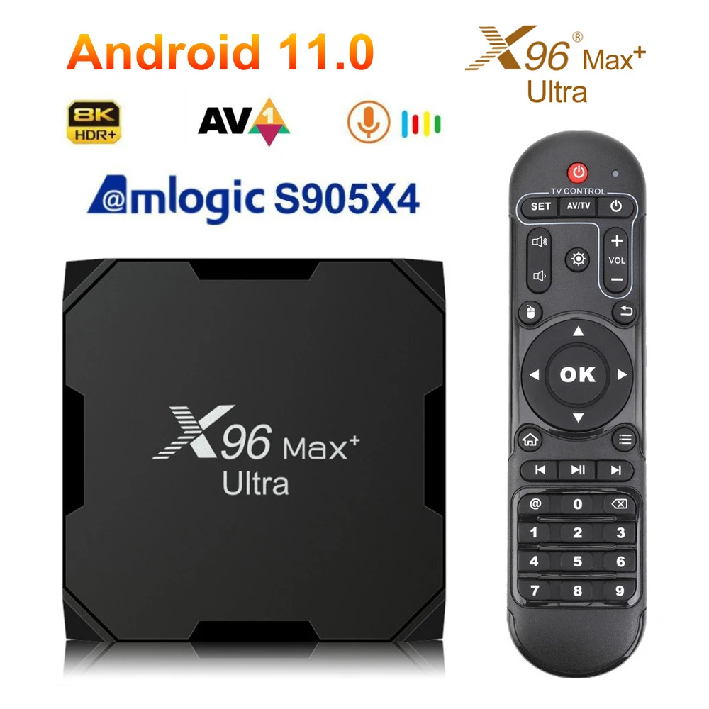 X96 MAX Plus Ultra Android 11.0 Smart TV Box Amlogic S905X4 4GB+64GB 8K HDMI-compatible Bluetooth Media Player Set Top Box