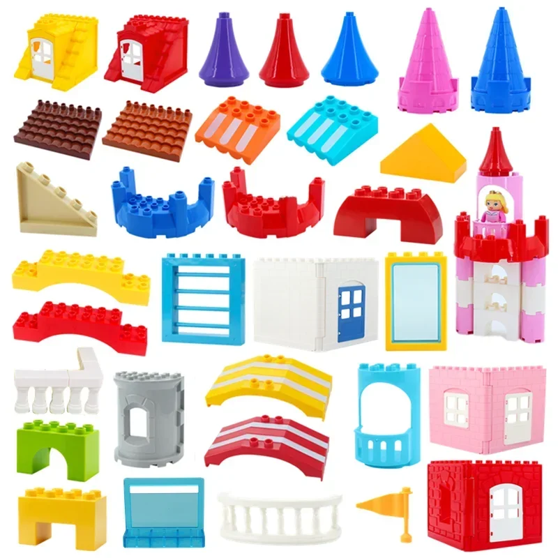Grands blocs de construction pour château de princesse, accessoires de construction pour toit mural, grandes briques compatibles à assembler, jouets pour filles et garçons, cadeaux pour enfants