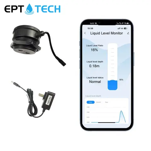 EPTTECH TLC2206 Tank Level Monitor Mobile Tuya Smart Life APP Wifi Ultrasonic Liquid Level Sensor Indoor Household Alarm