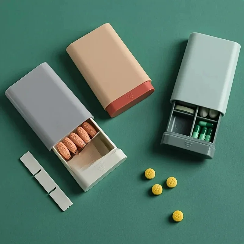 Mini tiroir à pilules de vitamines de voyage Portable, boîte à pilules, conteneur organisateur, tablette de rangement 7 jours 6 grilles médecine huiles de poisson