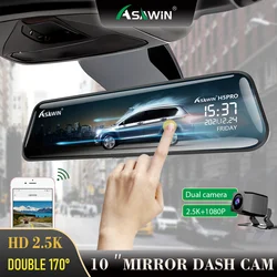 Asafin-Espelho retrovisor Dash Cam, WiFi para carro, DVR, frente e verso, tela cheia, modo Park, Touch ID, imagem reversa, 24H, 10 polegadas, 2K