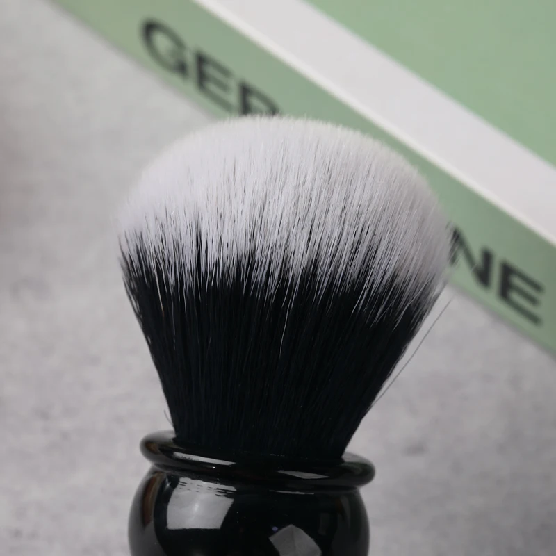 Yaqi 24MM Black and White Tip Synthetic Hair Marble Color Resin Handle Barber mens Shaving Brush