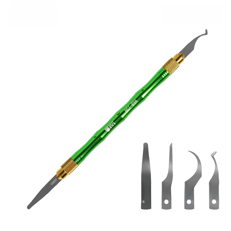 BST-69A+ 4 In 1 Blades CPU IC Chip Glue Remover Knife Motherboard PCB For Mobile Phone BGA Chip Remove Tool Pry