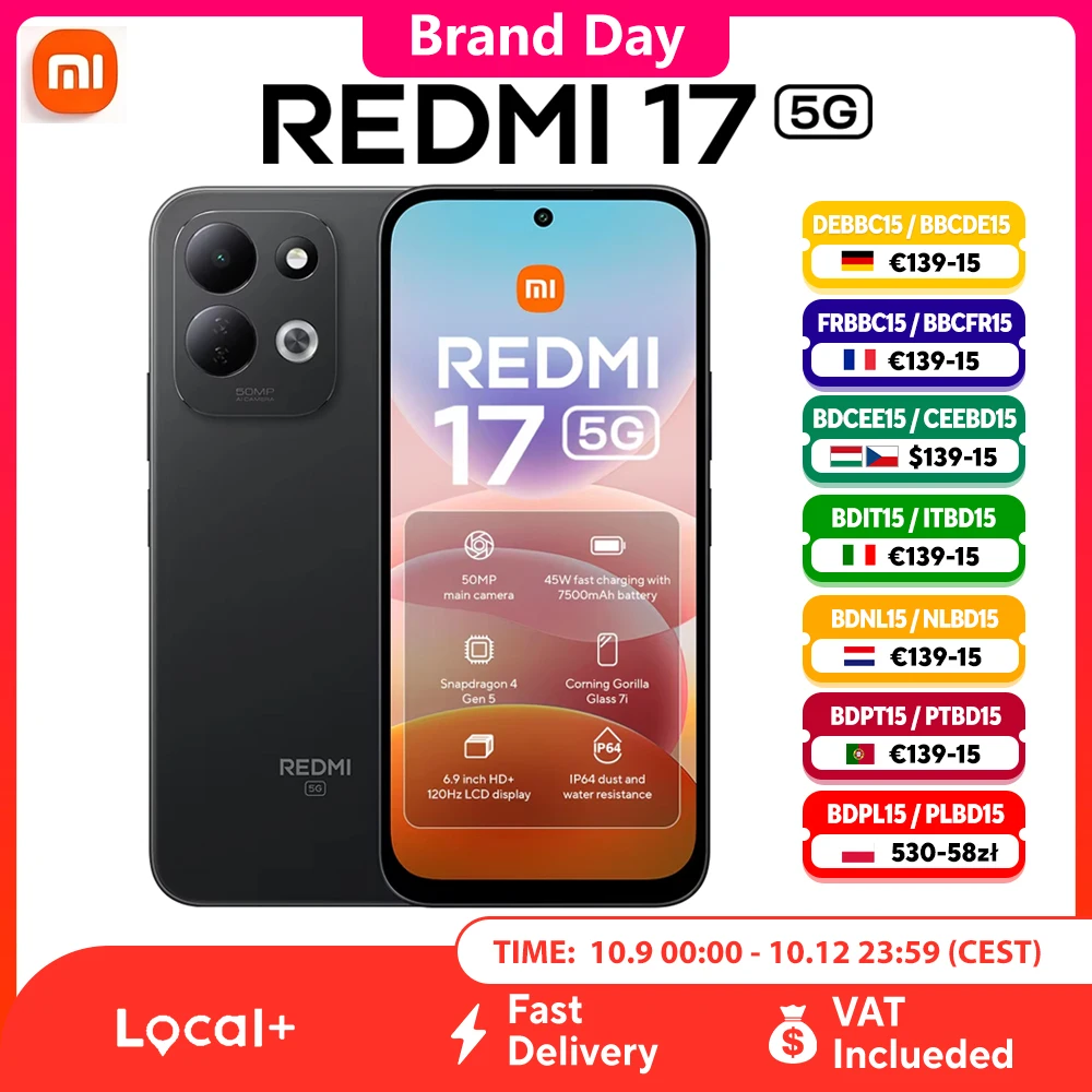 Redmi 17 5g Version Globale T�l�phone Mobile NFC Syst�me de Double Cam�ra AI 50Mp Batterie 7500Mah Snapdragon 4 Gen 5 Double SIM Amoled Charge Rapide