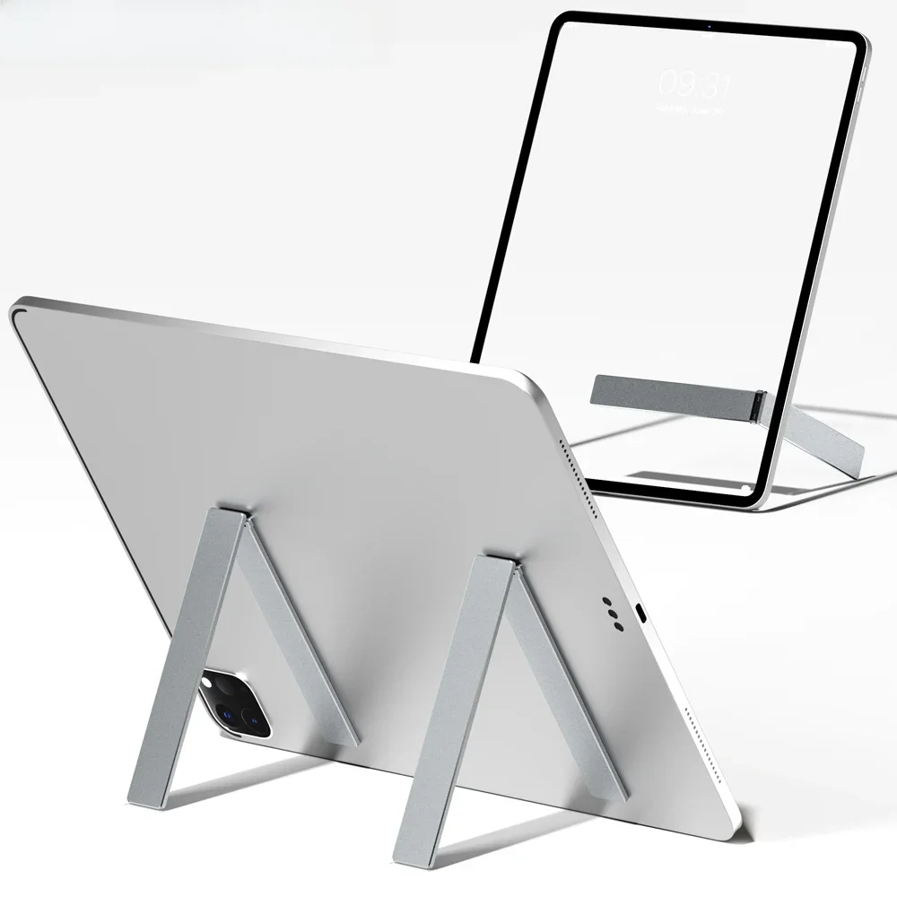 KEYSION Trwały stojak na tablet w kształcie litery L Składany stojak na tablet ze stopu aluminium Uchwyt na stół do iPada Huawei Samsung Pad — zdjęcie 2