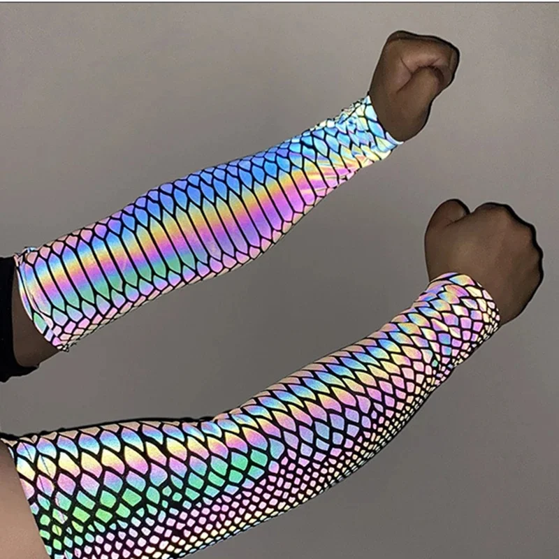 AliExpress Musuccee Sports Men Colorful Reflective Sleeves Techwear Sunscreen Cycling Basketball Arm Warmers Breathable Reflect Light Oversleeve