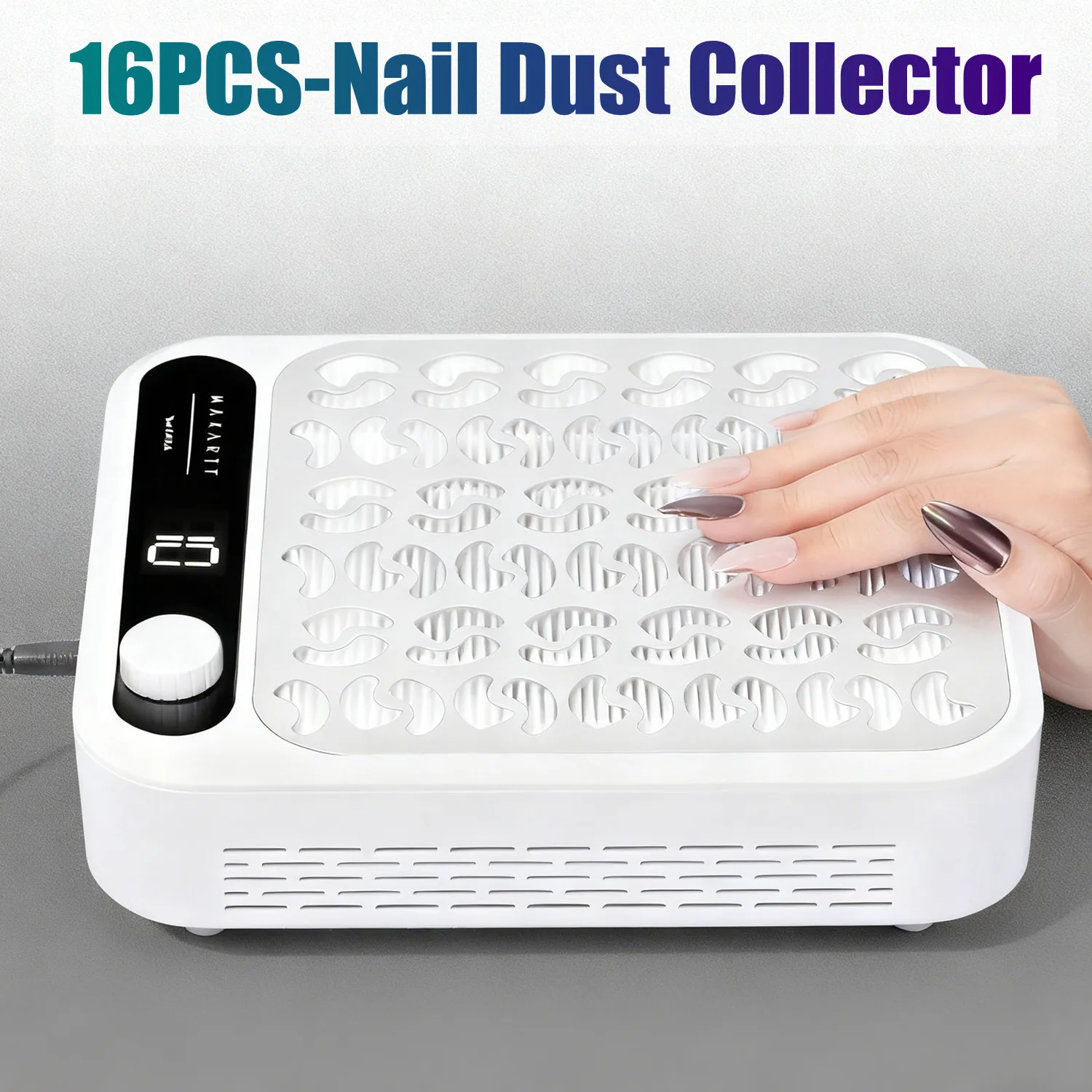 

16 шт. пылесборник для ногтей 56 Вт - профессиональный мощный всасывающий пылеочиститель Larina со светодиодным дисплеем, принадлежности для ногтей, маникюрные инструменты