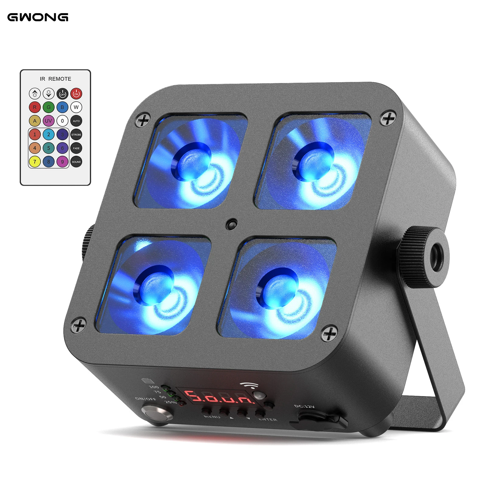Gwong 40W Mini Battery Powered Rechargeable Par Light 4X10W RGBWA UV Stage Light DMX512 LED Uplight For Festival Party Wedding