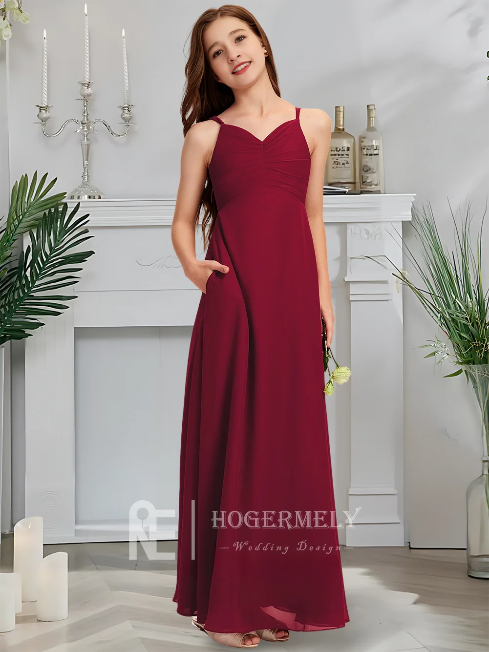 Роскошное платье подружки невесты с v-образным вырезом, платье русалки с цветочным узором для девочек, шифоновое платье длиной до пола с каскадными оборками, свадебное платье