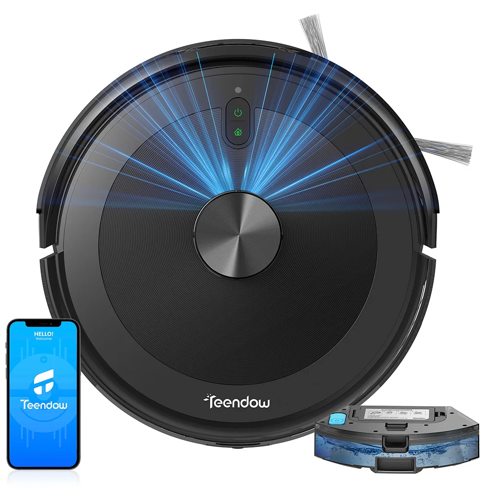Aspiradora robótica Teendow D10S con tecnología LDS de navegación inteligente, 5000 Pa de potente succión, base de carga automática
