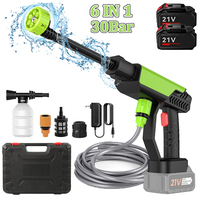 30Bar Cordless High Pressure Washer 6 in 1 Nozzle Car Wash Gun Electric Foam Generator Cleaning Machine With 2 Battery