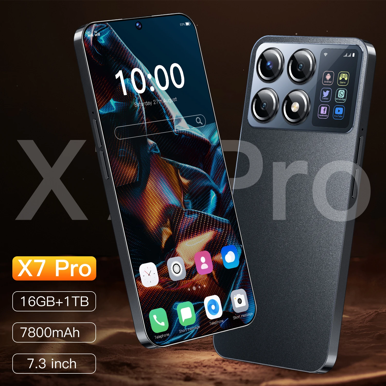 

New 2024 X7 Pro Smartphone 7.3 inch Full Screen 4G/5G Global Version Cell Phone 16TB+1TB 7800mAh Mobile Phones 108MP Celulares