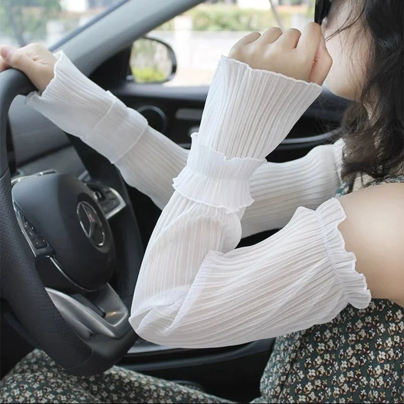 AliExpress RFZLPG 1 Pair Summer Ice Silk Long Sleeves Anti-Sunburn Arm Cover Women Cuff Cool Hand Sleeves Anti-UV Cycling Arm Sleeve Fingerless