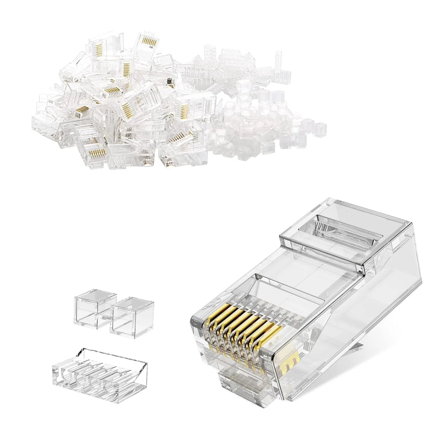 

10PCS CableCreation Cat6 RJ45 Connectors, Cat6 RJ45 Ends, Ethernet Cable Crimp Connectors UTP Network Plug for Solid Wire