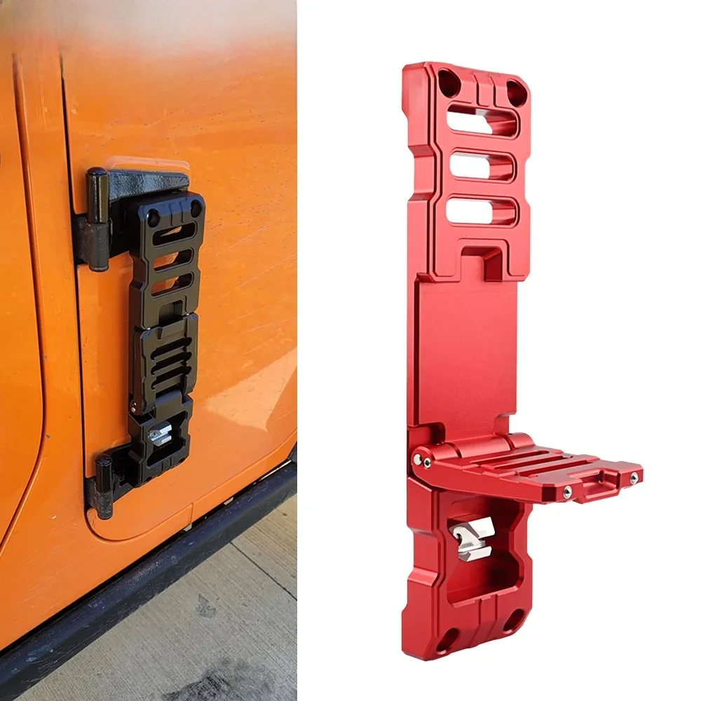 Składany stopień pod drzwi, zawias, kołek, pedał do Jeep Wrangler JK JKU JL JLU Gladiator JT 2007-2025, stop aluminium — zdjęcie 2