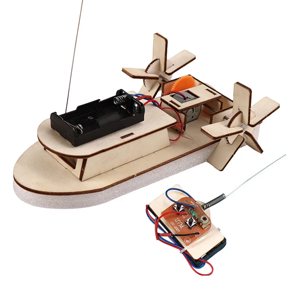 Bricolage modèle de bateau jouets scientifiques enfants tige électrique Kit d'enseignement éducatif 3D assembler bateau en bois jouet Kit d'expérimentation scientifique