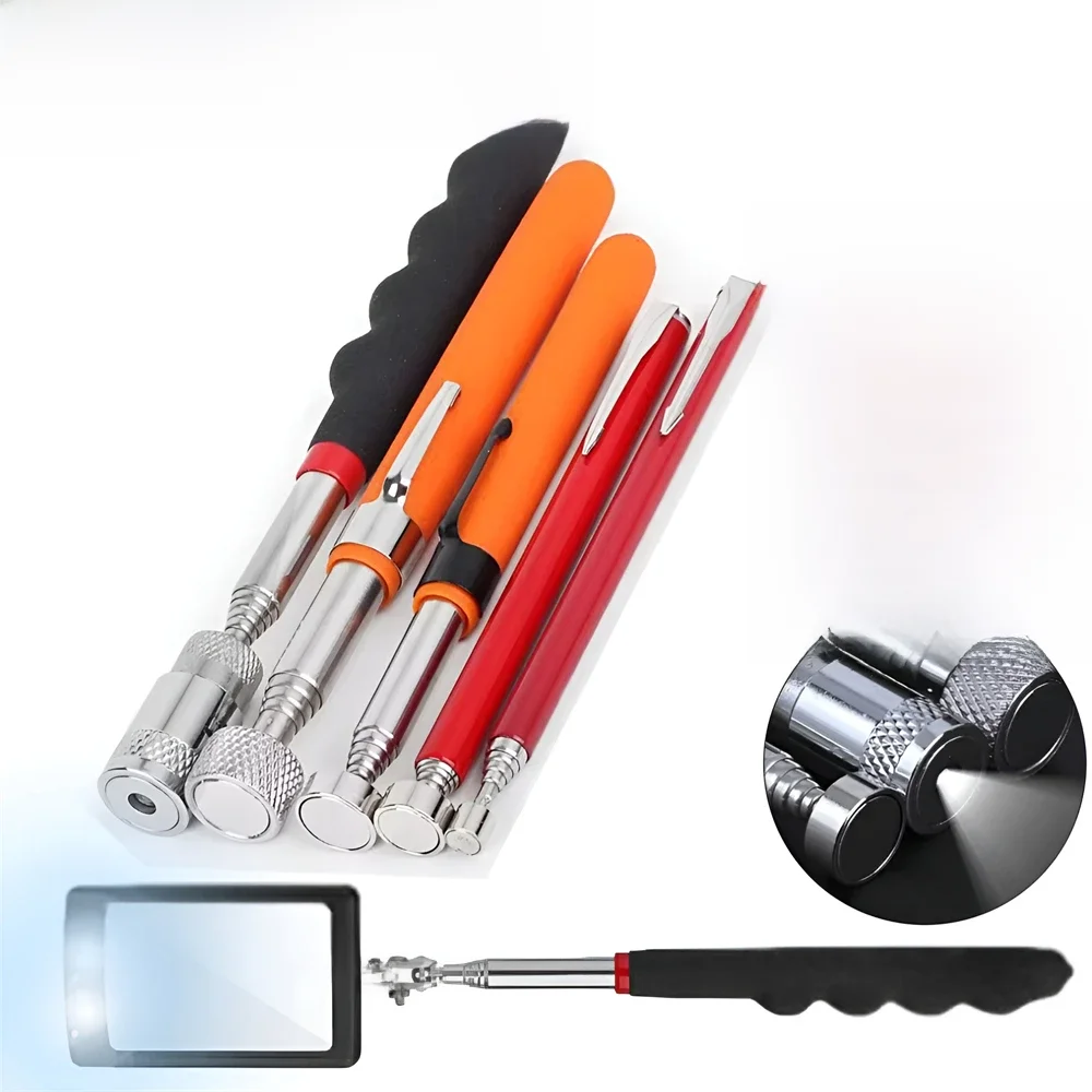 Miroir d'inspection télescopique magnétique en métal, stylo magnétique, torche lumineuse, bâton magnétique, partie outil de ramassage, capacité pour outil de ramassage