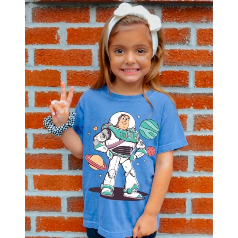 2024 Kids T-shirt High Quality Galaxy Adventure Buzz Lightyear T-shirt New Cartoon Sweet Style Crewneck T-shirt For Kids