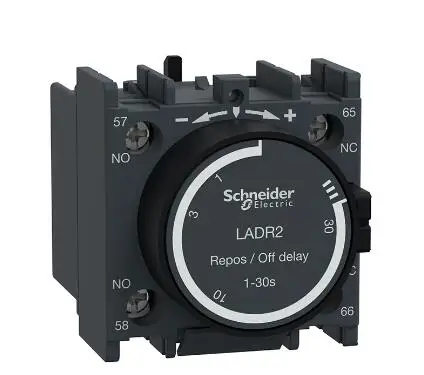 

LADR2 LAD-R2 Time delay auxiliary contact block, TeSys D, 1NO + 1NC, off delay 1-30 s, front mounting, screw terminals