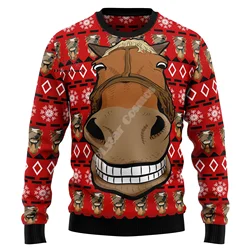 Weihnachten Santa Claus Katze Tier bunte Tätowierung Retro 3dprint lustige Weihnachten hässliche Strick pullover Harajuku lässig lange Ärmel x1