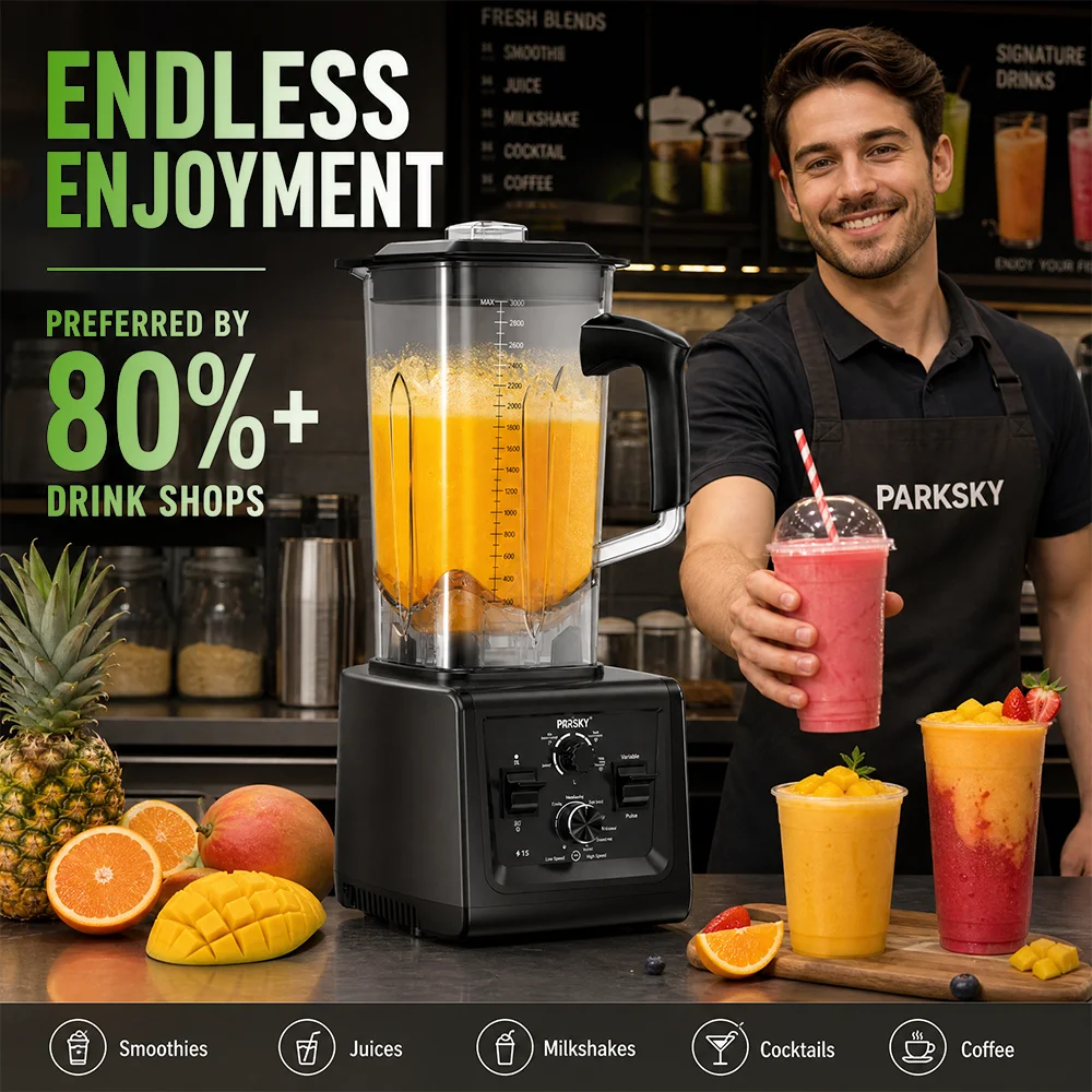 Prasky Professional Blender And Grinder with  Smart Timer And Pre-programed Peak 2400W Food Processor BPA Free 3L Jar image 8